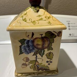 Decorative Ceramic Canister with Fruit Design